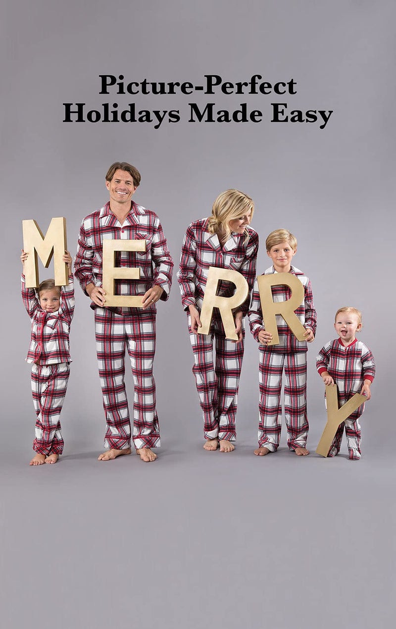 PajamaGram Christmas Pajamas For Family, Fireside Plaid, Men's MD Red - Image 2